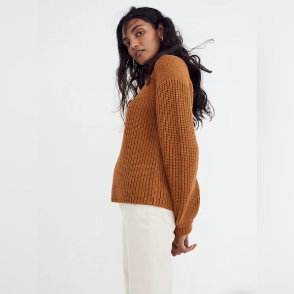 Madewell NWOT Balloon-Sleeve Mockneck Sweater Size Small Color Acorn - Picture 3 of 11